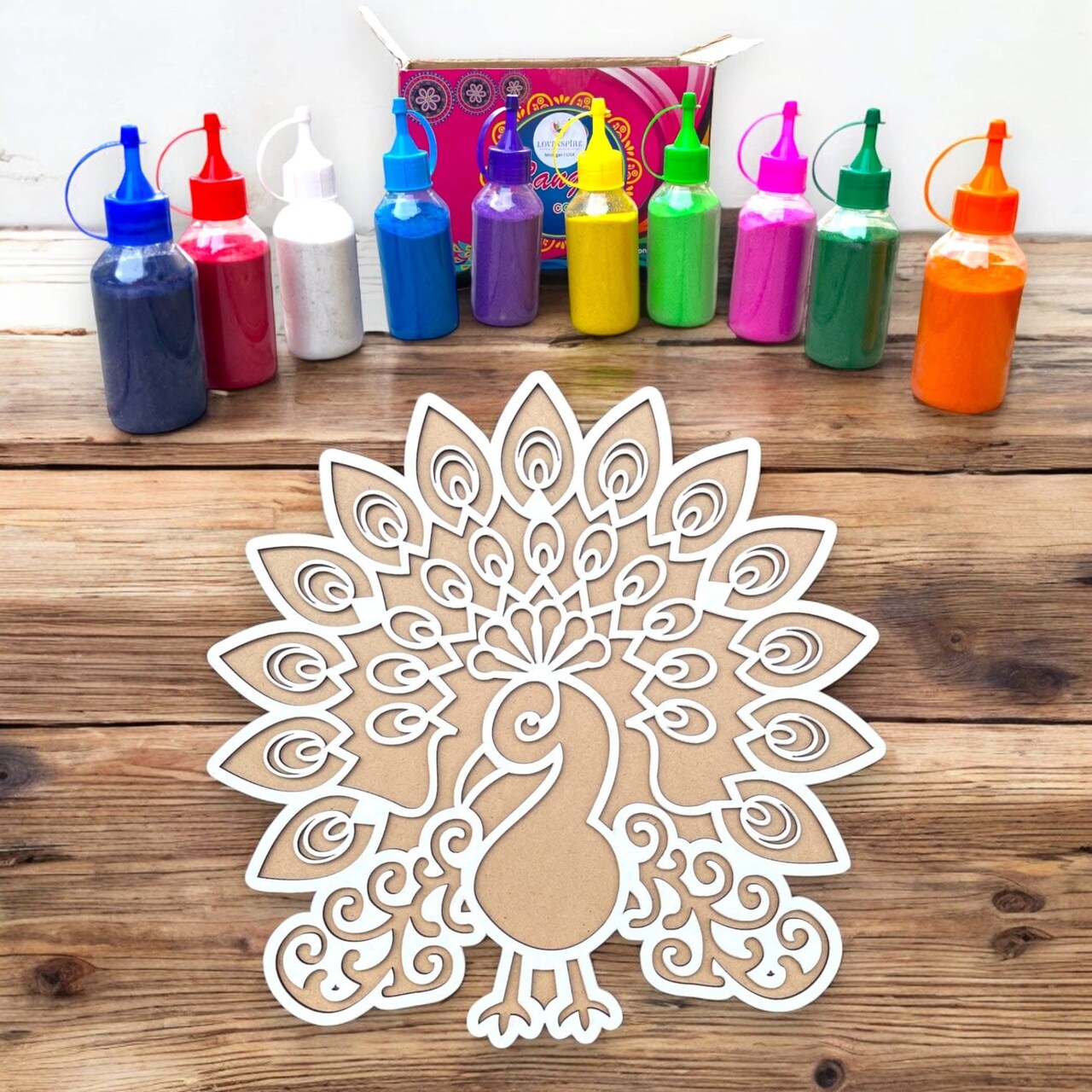 Rangoli Mat Reusable Portable Mdf Rangoli Template 12 Inch Rangoli Boards for Indian Traditional Diwali Navratri Pongal Puja Decoration Diy Stencil for Floor Table Decor - Easy to Fill